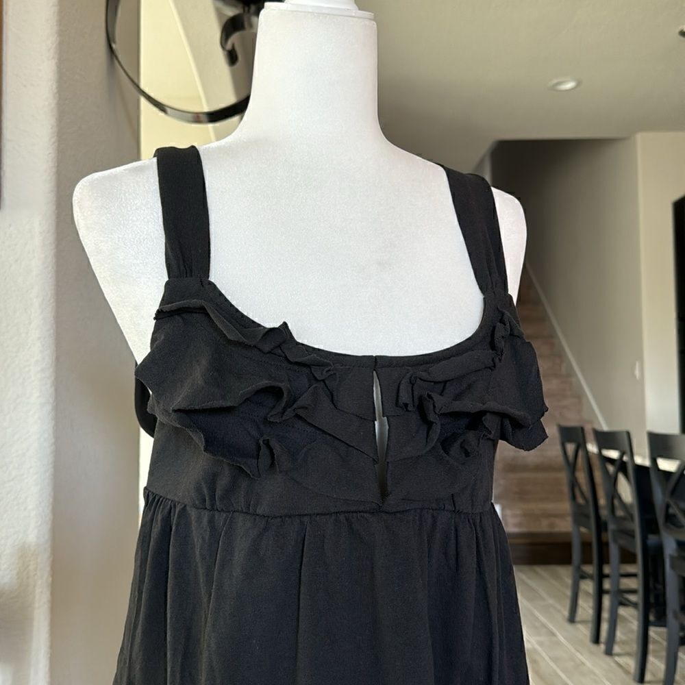 NWOT Free People Beach The Valley Mini Babydoll Dress Black S Cotton Tie Ruffle - Picture 6 of 16